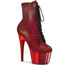 Pleaser ADORE-1020HFN Red Holo/Red Chrome Ankle Boot Size 7