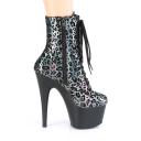 Pleaser ADORE-1020LP Pewter Leopard Print Holo Boot Size 7