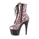 Pleaser ADORE-1020LP Pewter Leopard Print Holo Boot Size 7