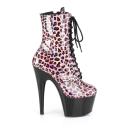 Pleaser ADORE-1020LP Pewter Leopard Print Holo Boot Size 8
