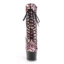 Pleaser ADORE-1020LP Pewter Leopard Print Holo Boot Size 8