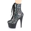 Pleaser ADORE-1020LP Pewter Leopard Print Holo Boot Size 8