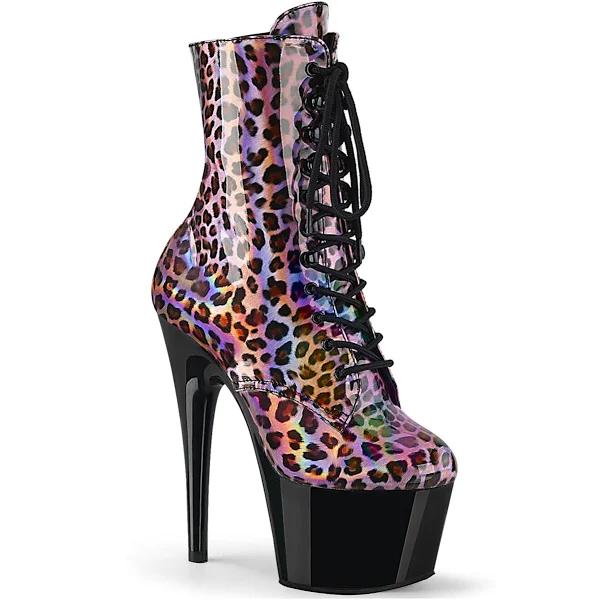 Pleaser ADORE-1020LP Pink Hologram/Black Ankle Boot Size 12