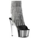 Pleaser ADORE-1024RSF Blk Faux Leather-Slv/Slv Chrome UK 4