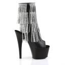 Pleaser ADORE-1024RSF Blk Faux Leather-Slv/Slv Chrome UK 4