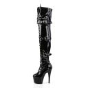 Pleaser ADORE-3028 Black Faux Leather Thigh Boot Size 12