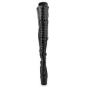 Pleaser ADORE-3028 Black Faux Leather Thigh Boot Size 12