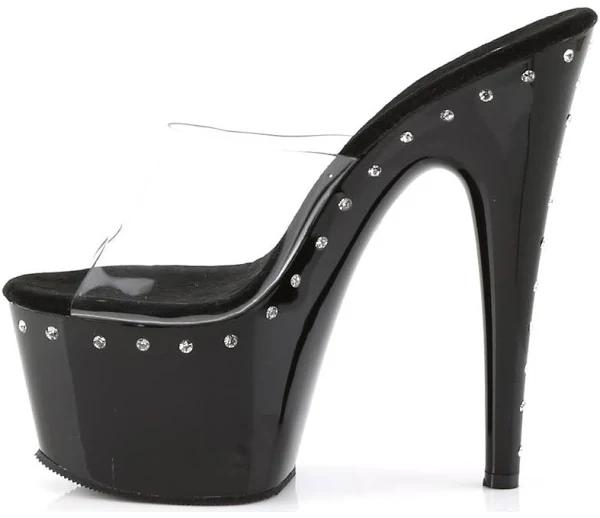 Pleaser ADORE-701LS Clear/Black Slide Size 11