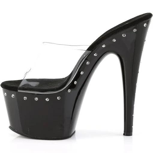 Pleaser ADORE-701LS Clear/Black Slide Size 12