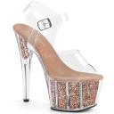 Pleaser ADORE-708G Clear/Silver Glitter Platform Sandal