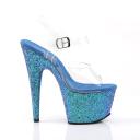Pleaser ADORE-708LG Clear/Black Holo Glitter Platform Sandal Size 11