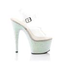 Pleaser ADORE-708LG Clear/Black Holo Glitter Platform Sandal Size 11