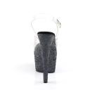 Pleaser ADORE-708LG Clear/Black Holo Glitter Platform Sandal Size 11