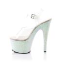 Pleaser ADORE-708LG Clear/Black Holo Glitter Platform Sandal Size 11