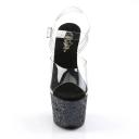 Pleaser ADORE-708LG Clear/Black Holo Glitter Platform Sandal Size 11