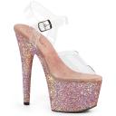 Pleaser ADORE-708LG Clr/B. Pink Glitter UK 9
