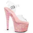 Pleaser ADORE-708LG Clr/B. Pink Glitter UK 9
