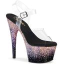 Pleaser ADORE-708SS Clear/Black-Dusty Blush Multi Glitter Size 5