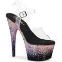 Pleaser ADORE-708SS Clear/Black-Dusty Blush Multi Glitter Size 5