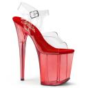 Pleaser ADORE-708T Clear/Red Frosted Platform Sandal Size 7