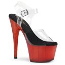 Pleaser ADORE-708T Clear/Red Frosted Platform Sandal Size 7