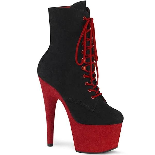 Pleaser Australia | ADORE-1020 Black & Red Suede Boots | AfterPay 12
