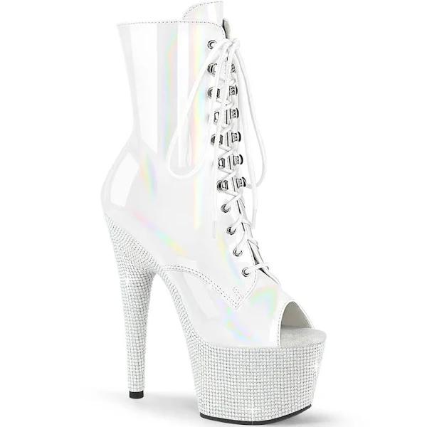 Pleaser BEJEWELED-1021-7 White Holo Patent/White Rhinestones Size 8