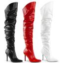 Pleaser CLASSIQUE-3011 Red Faux Leather Thigh Boot Size 16