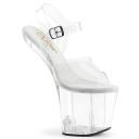 Pleaser CRAZE-808 8" Heelless, 3" PF Ankle Strap Sandal - Clr/clr, 14