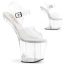 Pleaser CRAZE-808 8" Heelless, 3" PF Ankle Strap Sandal - Clr/clr, 14