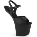 Pleaser CRAZE-809 8" Heelless, 3" PF Ankle Strap Sandal - Blk Faux Leather/Blk Matte, 14