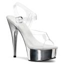Pleaser - Delight-608 14 / Clear/Silver Chrome