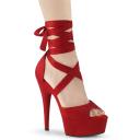 Pleaser - DELIGHT-679 Red Faux Suede/Red Faux Suede - US 14 [WOMENS]