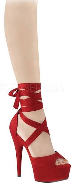 Pleaser - DELIGHT-679 Red Faux Suede/Red Faux Suede - US 14 [WOMENS]