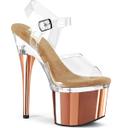 Pleaser ESTEEM-708 Clear Platform Sandal Black Matte Size 10