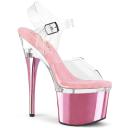Pleaser ESTEEM-708 Clear Platform Sandal Black Matte Size 6