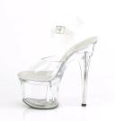 Pleaser ESTEEM-708 Clear Platform Sandal Black Matte Size 6