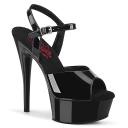 Pleaser EXCITE-609 Black Patent Platform Sandal Size 5