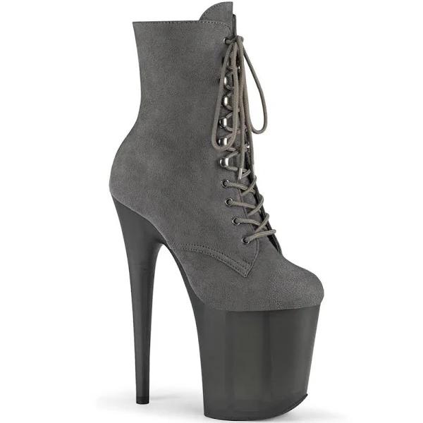 Pleaser FLAMINGO-1020FST Grey Faux Suede/Frosted Grey UK 4