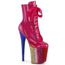 Pleaser FLAMINGO-1020HG Hot Pink Holo Patent/Rainbow Glitter Size 11