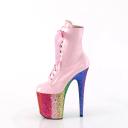 Pleaser FLAMINGO-1020HG Hot Pink Holo Patent/Rainbow Glitter Size 11