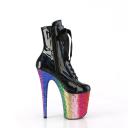 Pleaser FLAMINGO-1020HG Royal Blue Holo Patent/Rainbow Glitter Size 11