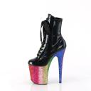 Pleaser FLAMINGO-1020HG Royal Blue Holo Patent/Rainbow Glitter Size 11