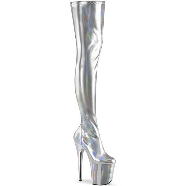 Pleaser FLAMINGO-3000HWR Silver Stretch Holo/Silver Holo Size 5