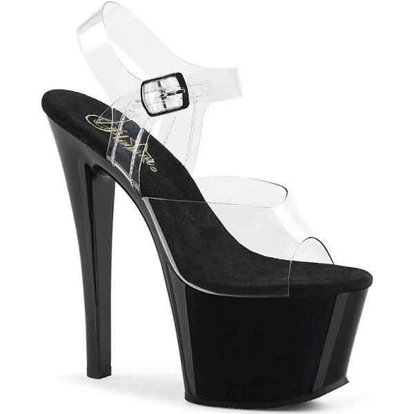 Pleaser FLAMINGO-802 Clear/Black Slide Size 12