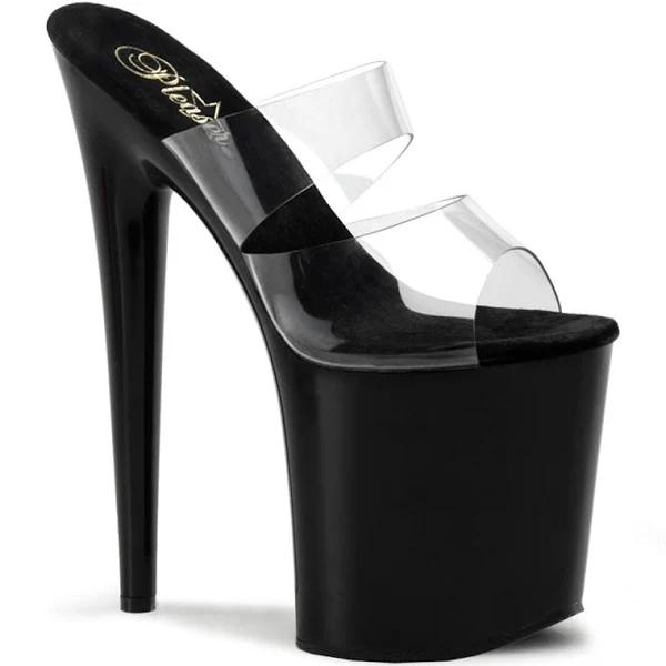 Pleaser FLAMINGO-802 Clear/Black Slide Size 6