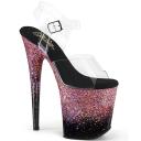 Pleaser FLAMINGO-808SS Clear/Black-Pink Multi Glitter Size