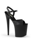 Pleaser FLAMINGO-809, 8" Ankle Strap Sandal - Black Matte 10