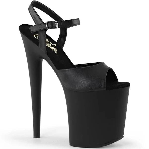 Pleaser FLAMINGO-809, 8" Ankle Strap Sandal - Black Matte 10