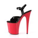 Pleaser FLAMINGO-809 - 8" Heel Ankle Strap Platform Sandal, Red Pat/Red